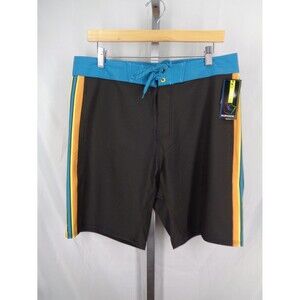 Burnside Black Teal Board Shorts Size 32 New